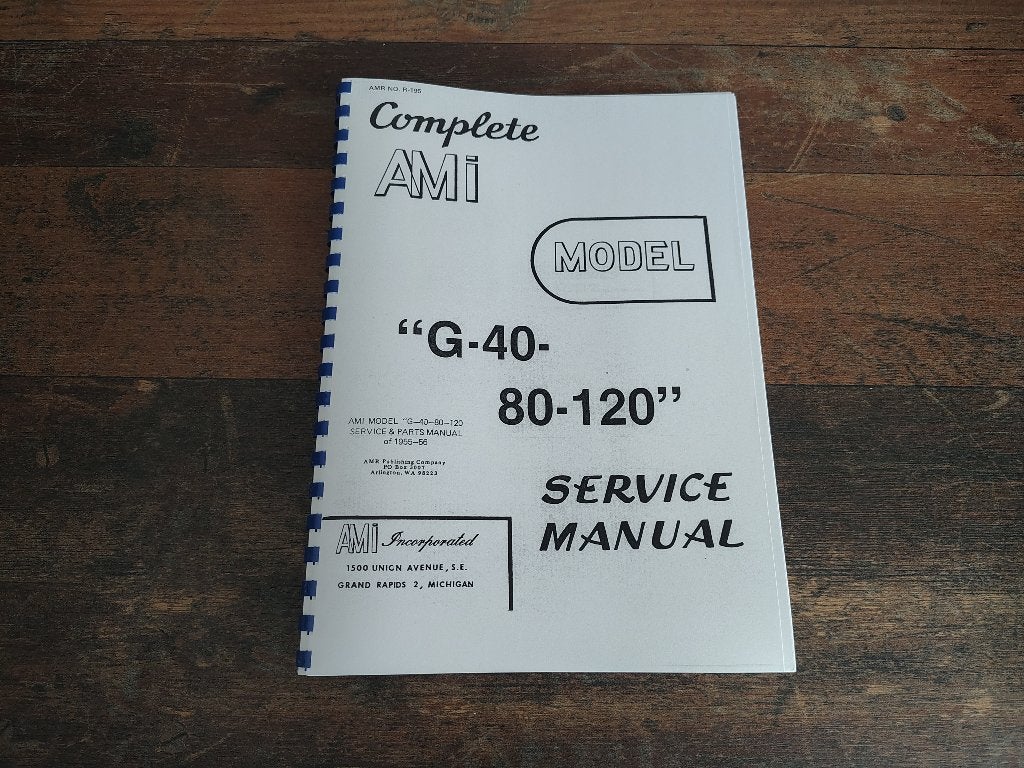 Service Manual: AMi G40/80/120 (1955) jukebox Nieuw !!, Verzenden, Nieuw, 1950 tot 1960, Seeburg
