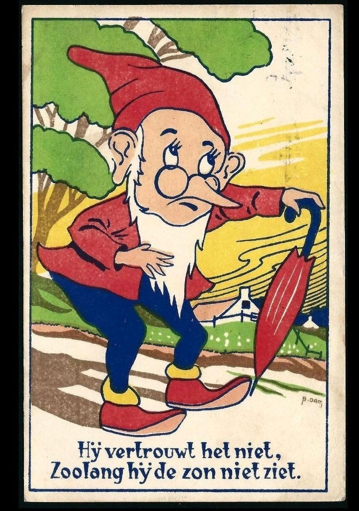 5x Kabouters illustrator Berend Dam, Ophalen of Verzenden, 1940 tot 1960, Gelopen