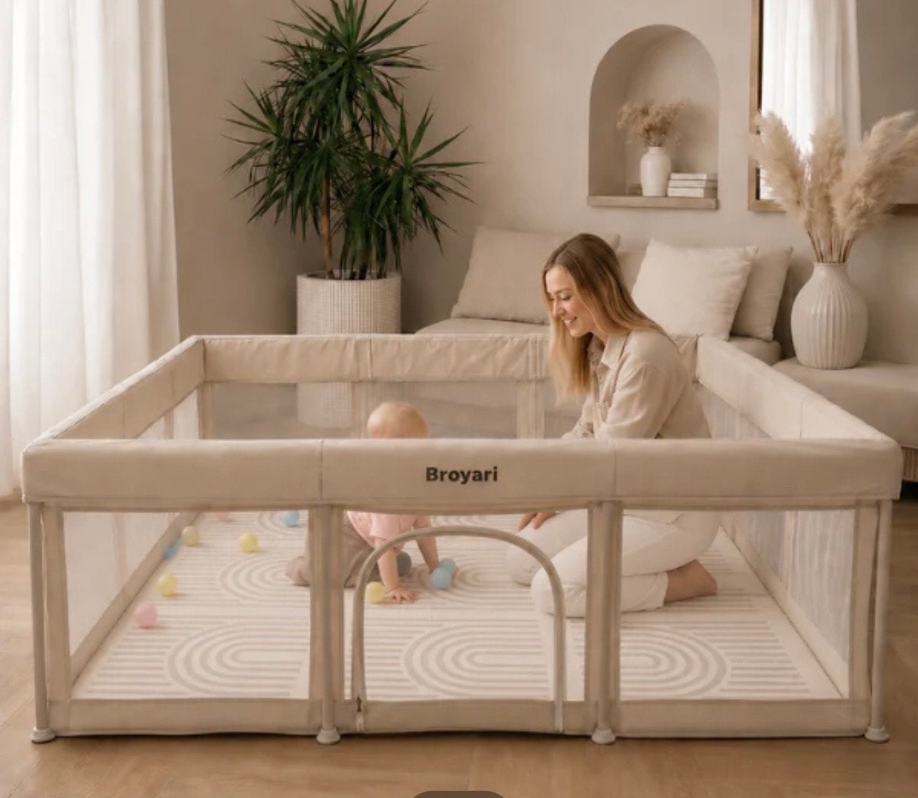 Broyari inklapbare grondbox 120x180 cm met speelmat, Kinderen en Baby's, Boxen, Ophalen of Verzenden, Nieuw, Rechthoekig, Boxkleed