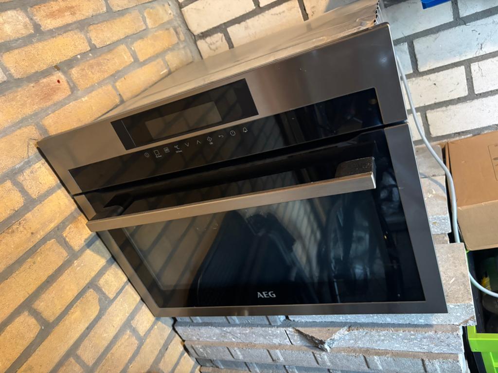 AEG KMS761000M inbouw oven met magnetron rvs, Ophalen, 45 tot 50 cm, Gebruikt, AEG