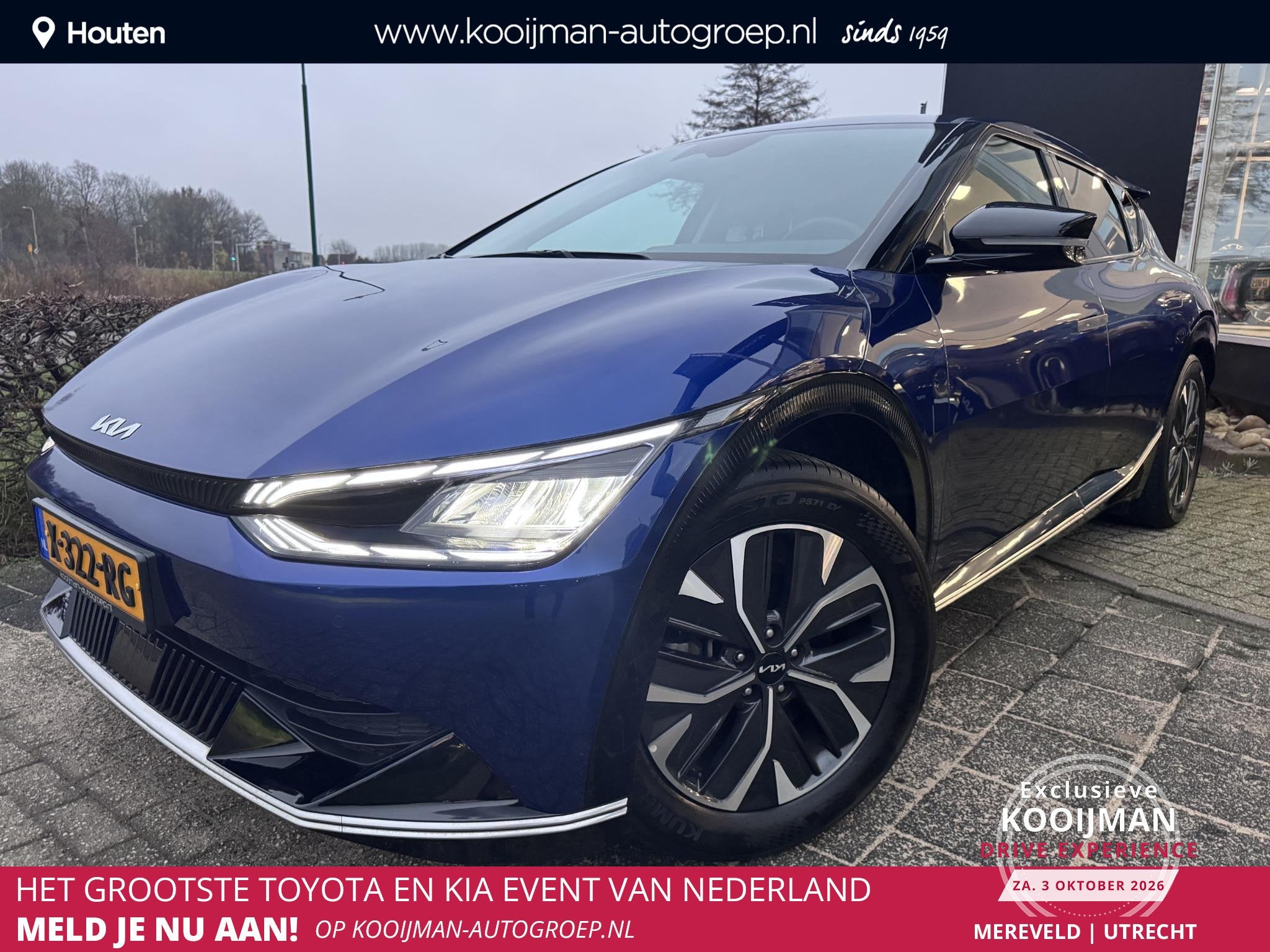 Kia EV6 Plus 77.4 kWh 1.600 Trekgewicht!, BTW-Auto, Warmtepo, Auto's, Automaat, 228 pk, Achterwielaandrijving, Blauw