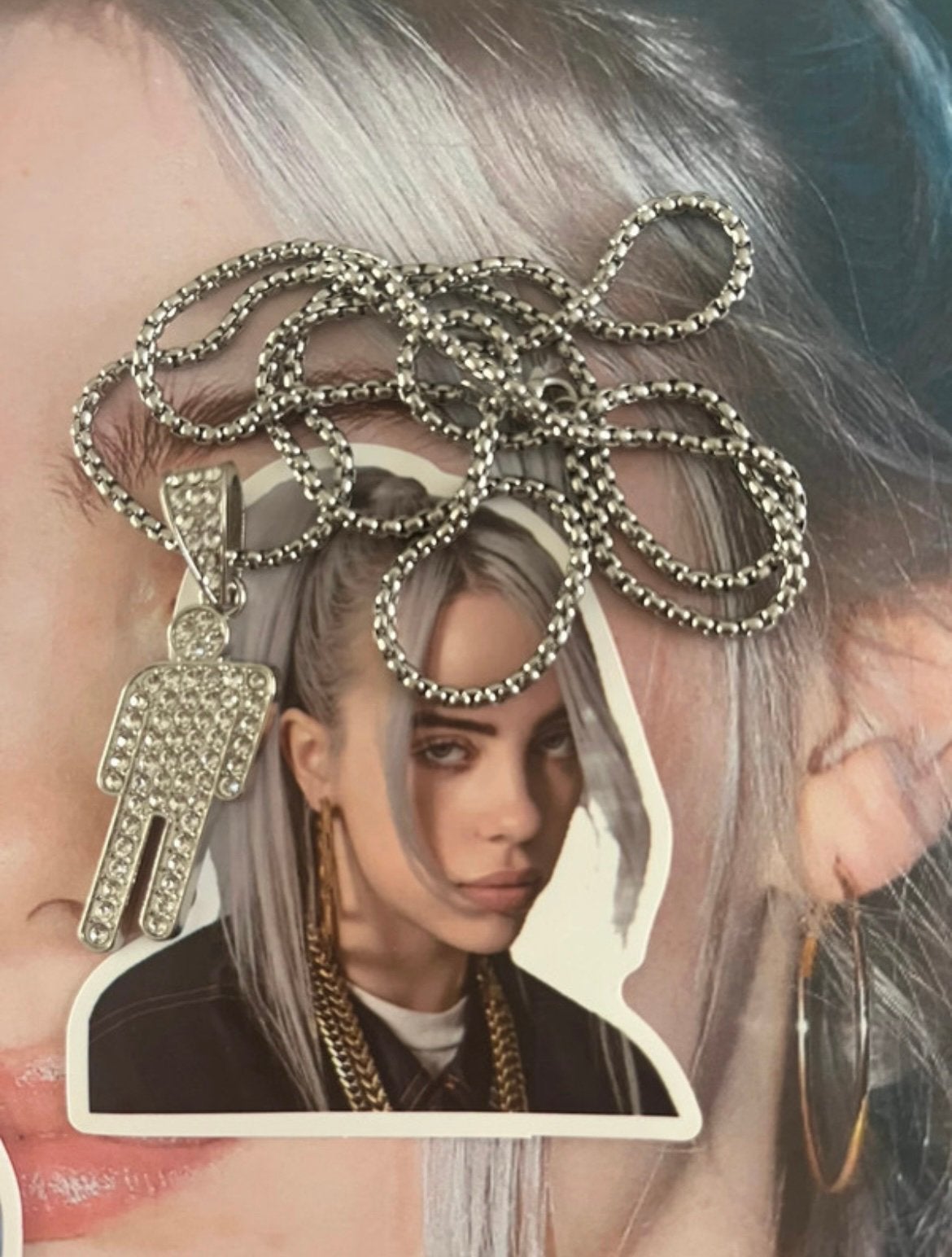 Billie Eilish ketting, Ophalen of Verzenden, Nieuw, Zilver, Overige materialen