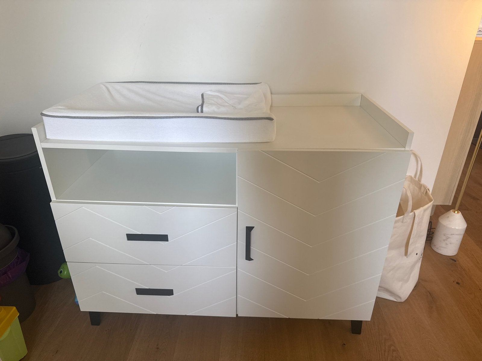 Witte commode met lades en kastje, Gebruikt, 50 tot 70 cm, Ophalen of Verzenden, 100 cm of meer