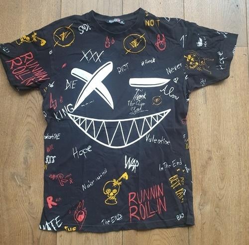 Zwart T-Shirt met All-Over Print Scamm (S), Kleding | Heren, Zwart, Ophalen of Verzenden, Scamm, Gedragen