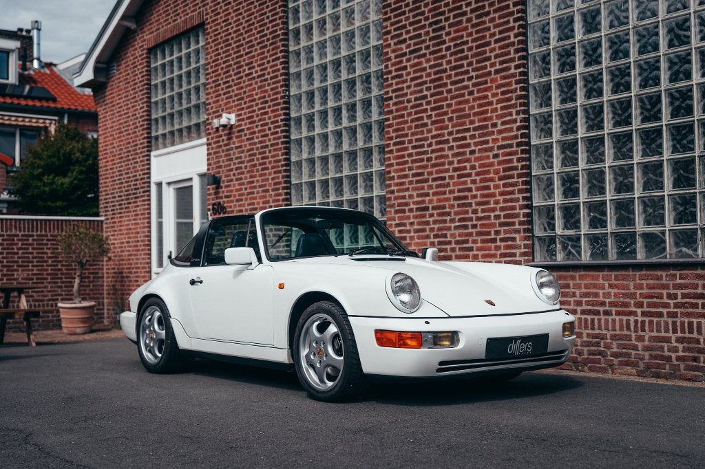 1990 Porsche 911 964 Carrera 2 Targa, Cabriolet, Wit, Handgeschakeld, Blauw