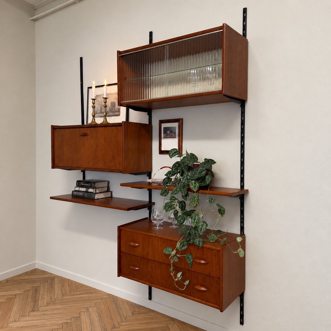 Vintage wandmeubel, teak, Gebruikt, ., Ophalen of Verzenden, .