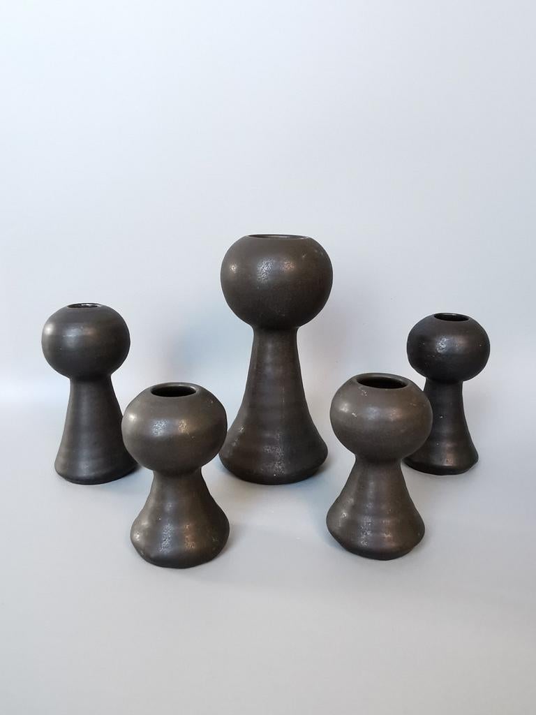 Mid Century retro keramiek kandelaars Mobach Ravelli ? Info, Verzenden, Minder dan 25 cm