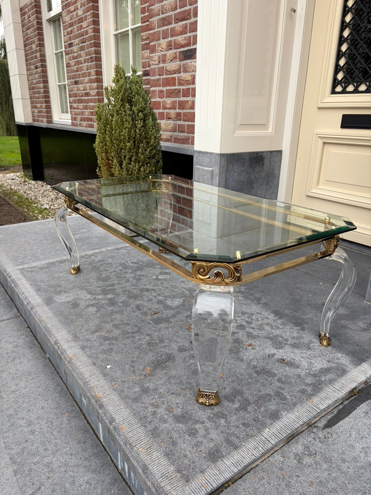 Salontafel Springvale glas messing ZGAN, Huis en Inrichting, Ophalen, 100 tot 150 cm, Klassiek, 50 tot 100 cm