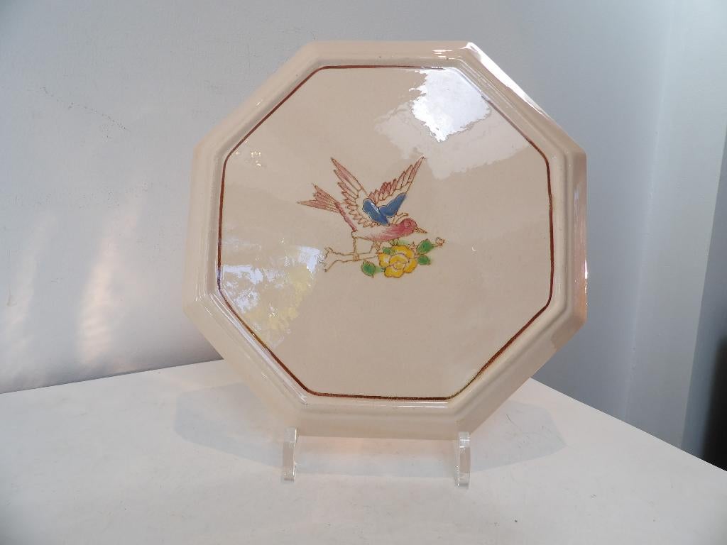 Art Deco Longwy grote Onderzetter, Vogel, Antiek en Kunst, Ophalen of Verzenden