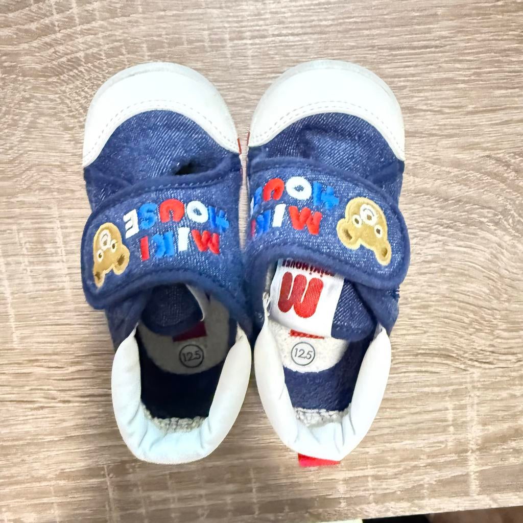 Miki House babyschoentjes spijkerstof maat 12.5, Ophalen of Verzenden, Gebruikt, Jongen of Meisje, Schoenen