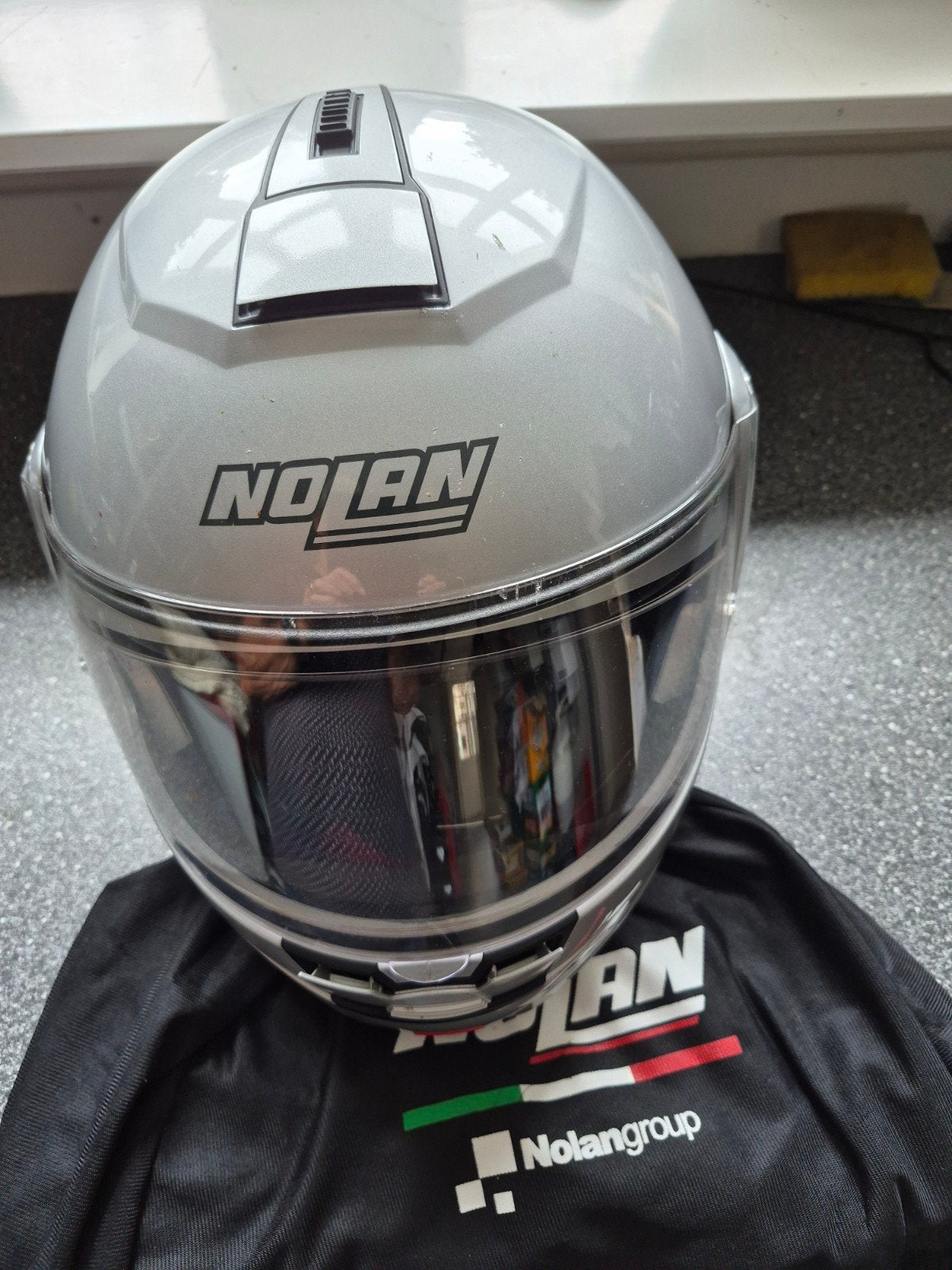 Nolan Systeemhelm N-Com - Maat X L - Zilver, Systeemhelm, Heren, Nolan, XL