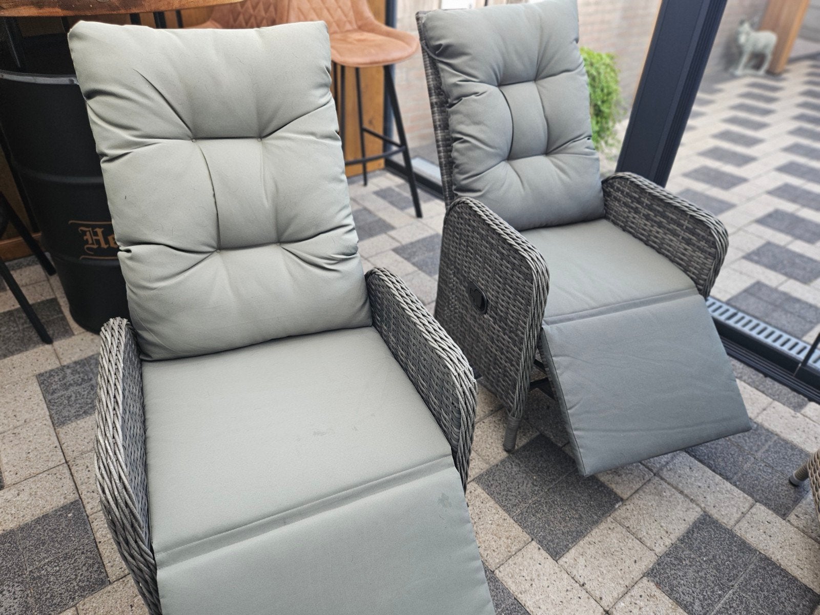 Verstelbare Wicker Tuinstoelen met Kussens, Ophalen of Verzenden, Gebruikt, Verstelbaar