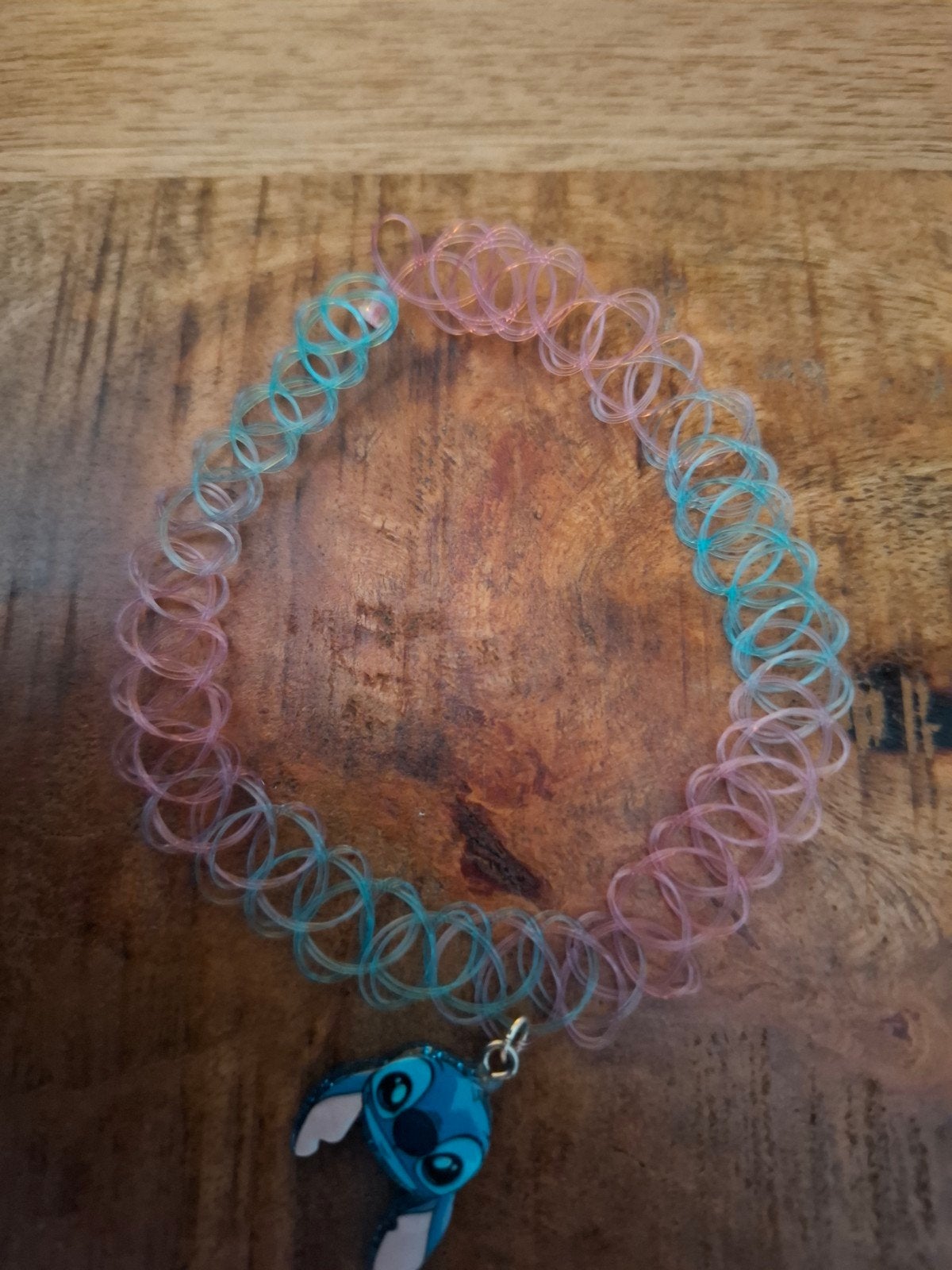Stitch Choker Ketting met Hawaïaanse Bloemen, Blauw, Nieuw, Ophalen of Verzenden, Elastiek