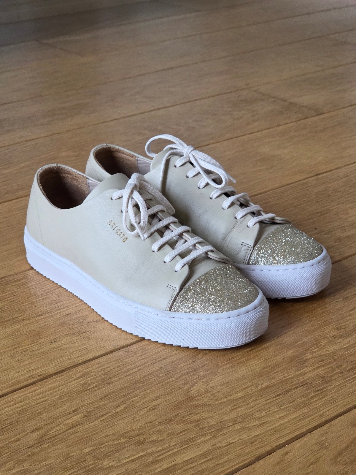 Axel Arigato Clean 90 Sneakers Beige Glitter Cap Toe 38, Ophalen of Verzenden, Zo goed als nieuw, Beige, Sneakers of Gympen