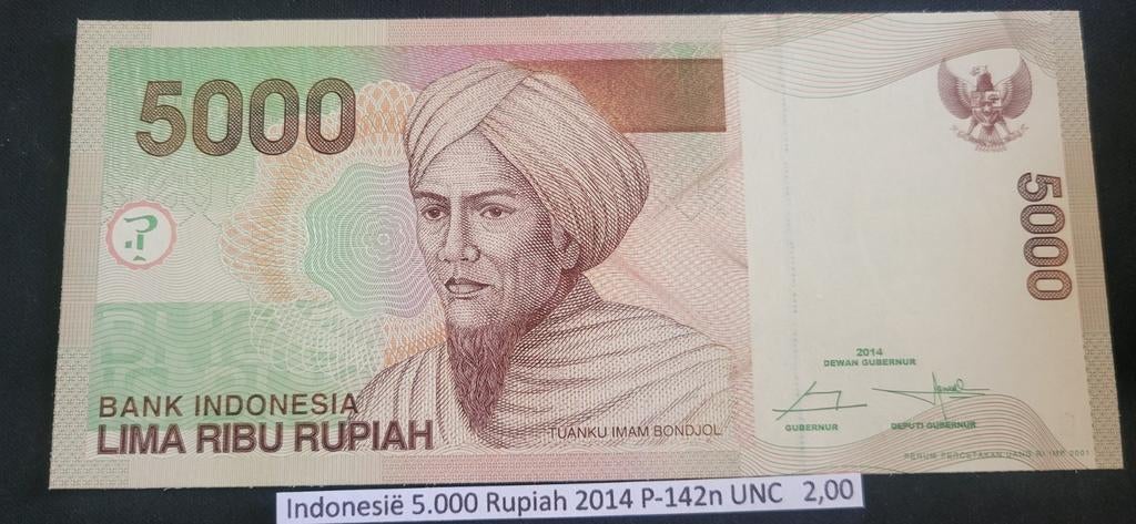 Indonesië 5.000 Rupiah 2014 P-142n UNC, Ophalen of Verzenden