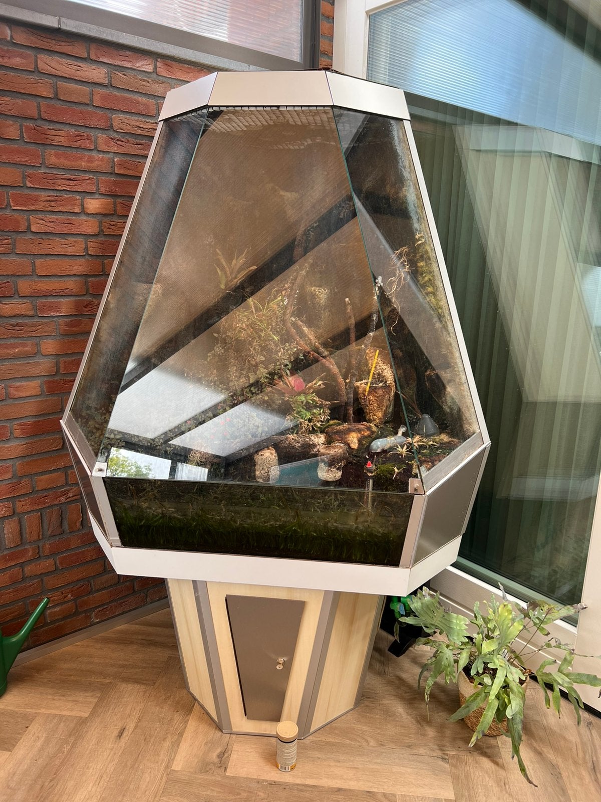 Terrarium met vijver en planten heuvel, Ophalen, Gebruikt