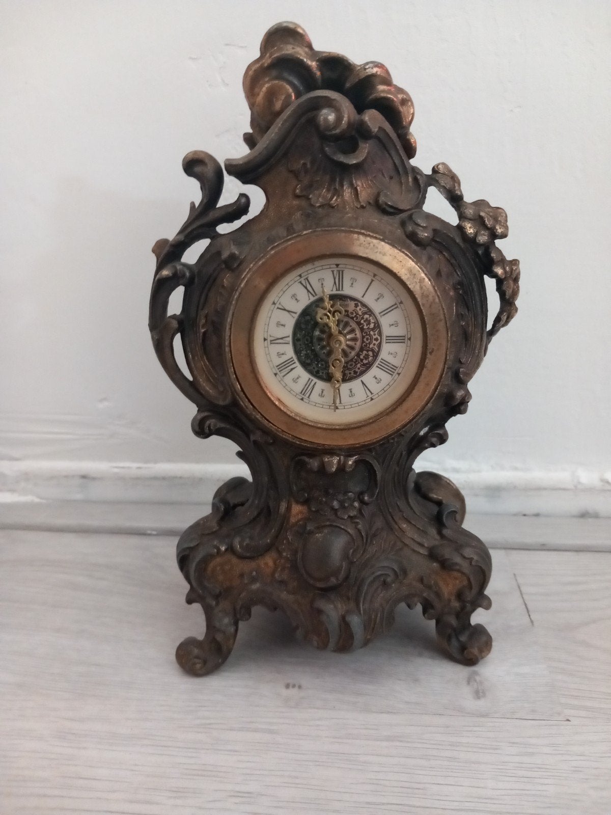 Vintage mechanische schouwklok Duitsland – rococo stijl –, Ophalen of Verzenden