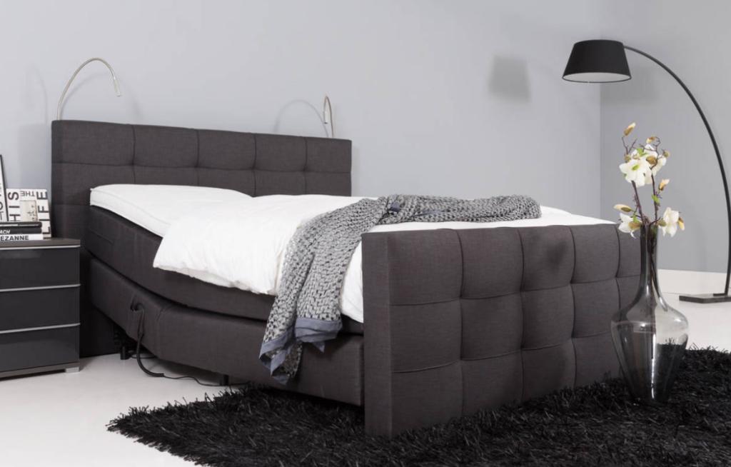 Luxe Goossens boxspring (180x200cm), Antraciet, Ophalen, Gebruikt, Tweepersoons, 180 cm