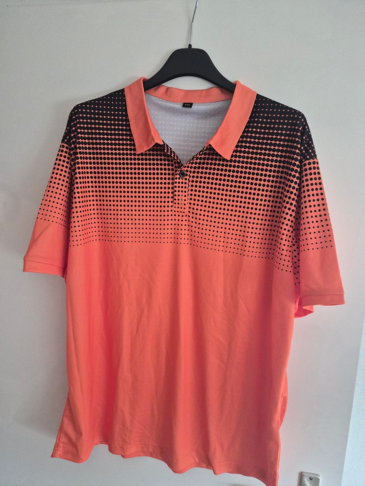 Oranje/zwart poloshirt met stippenpatroon, Onbekend, Oranje, Ophalen of Verzenden, Maat 56/58 (XL)