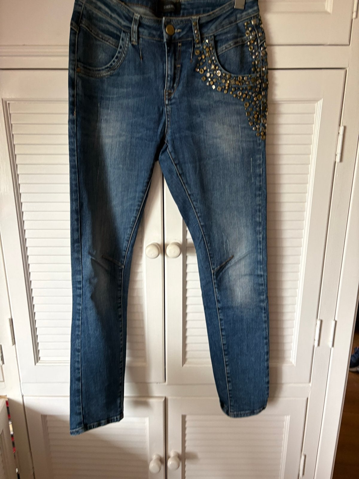 Mos Mosh jeans met studs - Zo goed als nieuw, Ophalen of Verzenden, Zo goed als nieuw, Blauw, W28 - W29 (confectie 36)