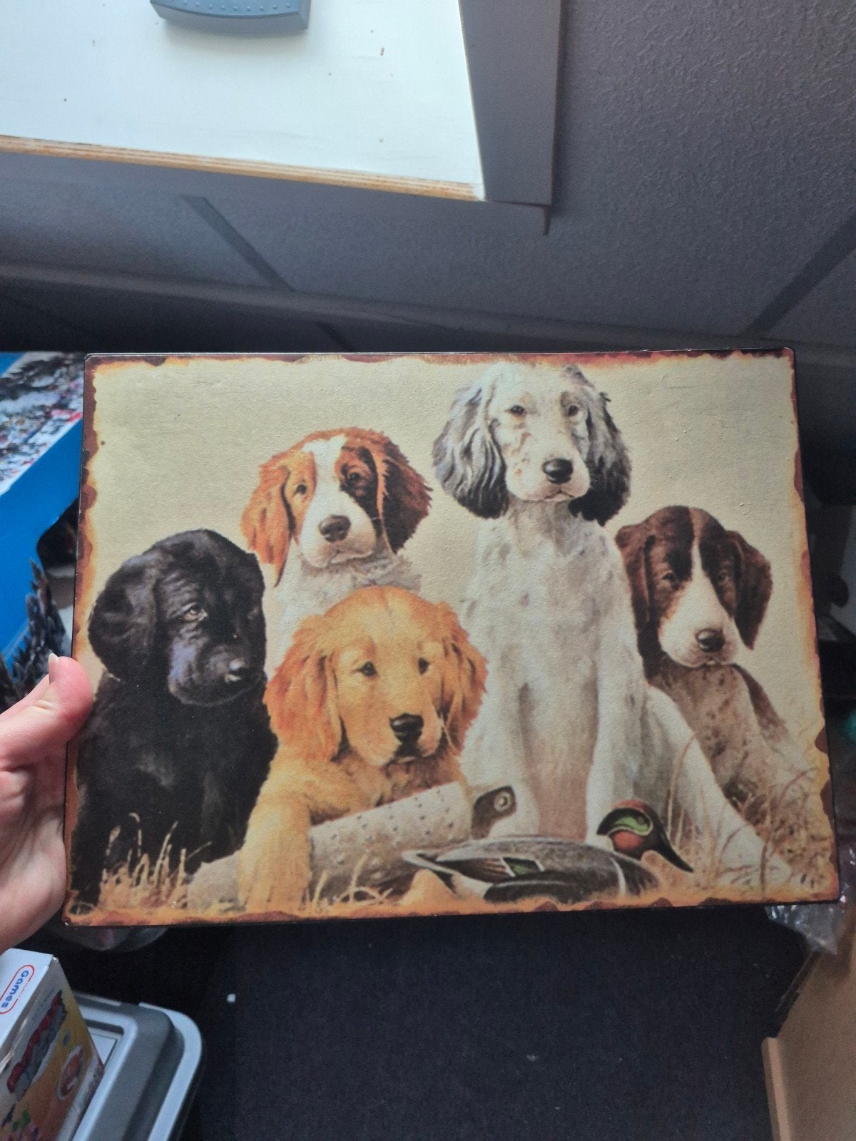 Metalen decoratie bord honden, Ophalen of Verzenden