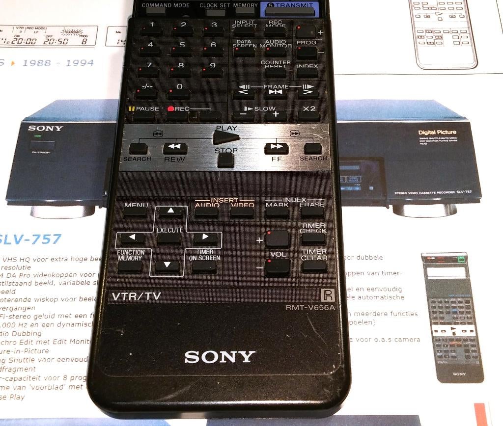 Sony RMT-V656A VTR TV HiFi SLV-656/VP VCR Remote Control, Ophalen of Verzenden, Refurbished, Origineel, Vhs
