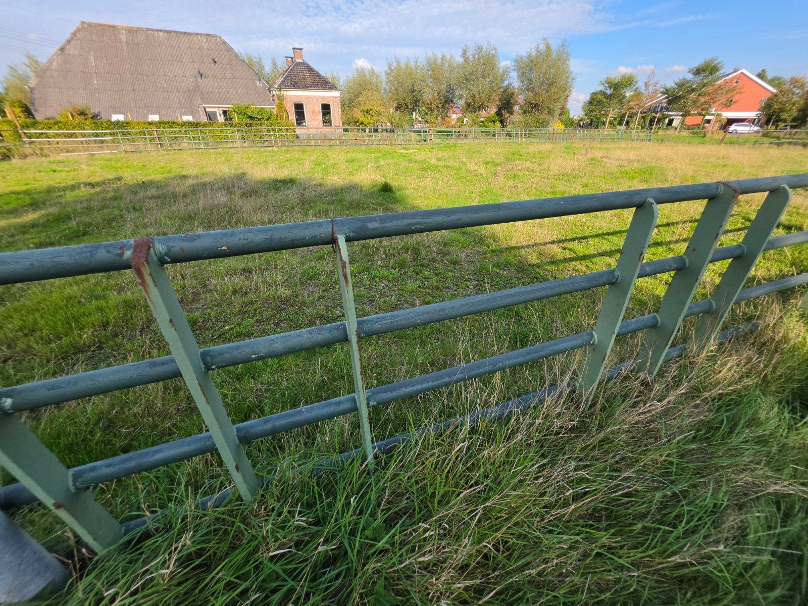 Stalen hekwerk paardrijbak omheining 80m, Ophalen, Gebruikt, IJzer, Overige typen