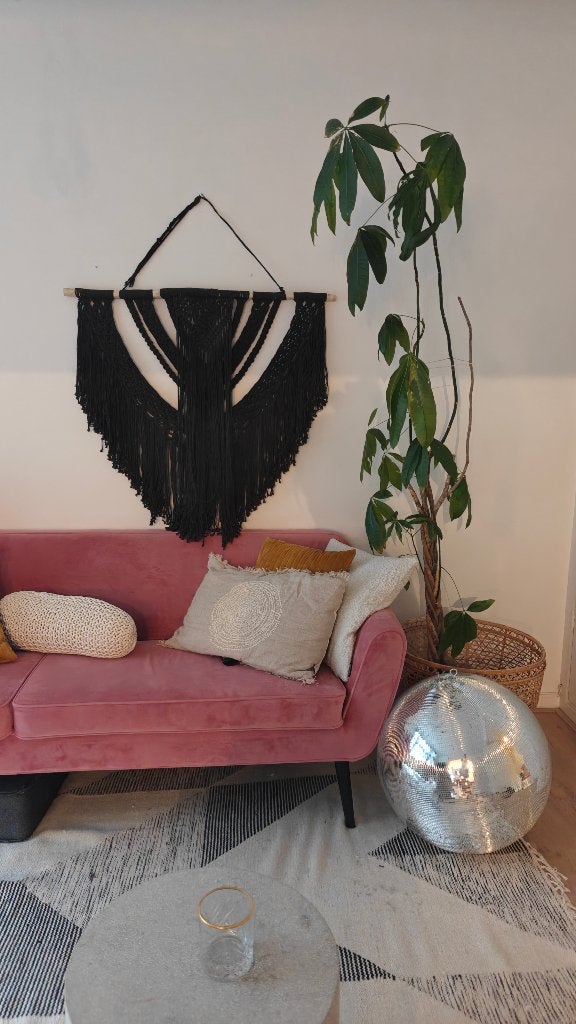 Wandkleed uit Tulum, Mexico, Ophalen, 110 cm, Groen, Achter glas