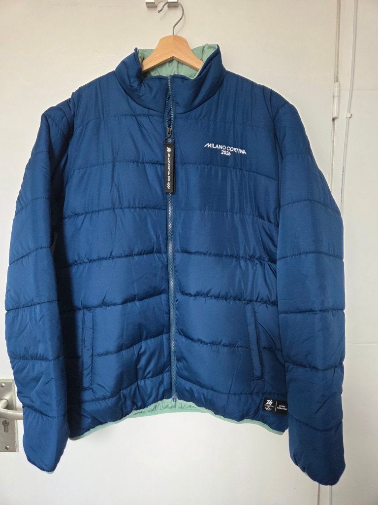 Milano Cortina 2026 blue puffer jacket 2XL Olympics new, Ophalen of Verzenden, Nieuw, Overige maten, Blauw