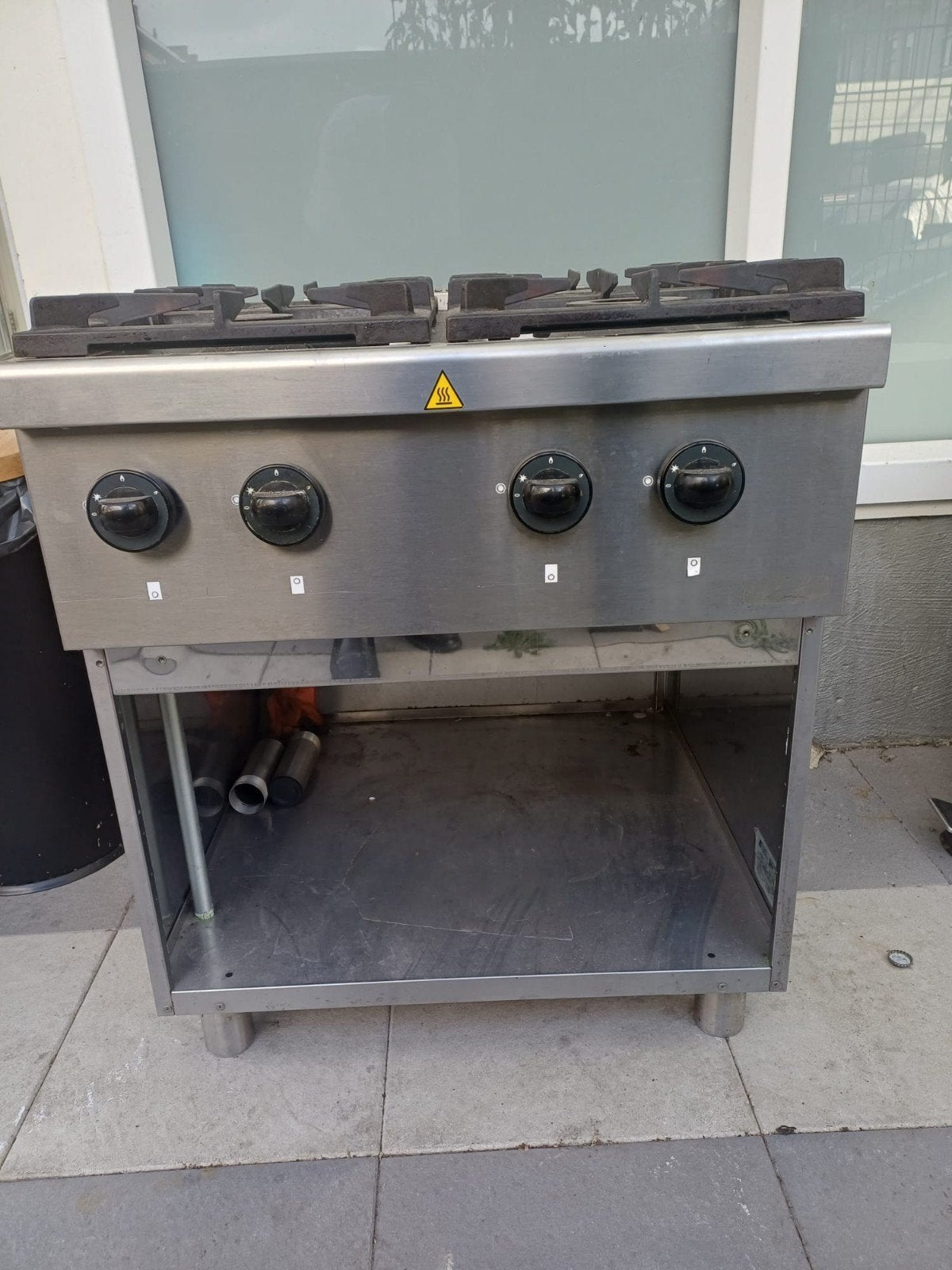 Professioneel 4-pits gasfornuis - RVS, Ophalen, Gebruikt, 60 cm of meer, 4 kookzones