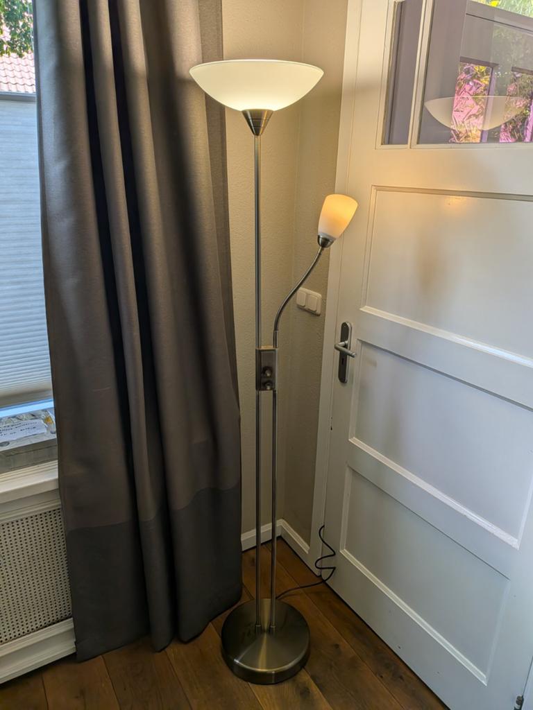 Staande kwaliteits schemerlamp met 2 onafhankelijke dimmers., Huis en Inrichting, Ophalen, Zo goed als nieuw, Metaal, 150 tot 200 cm