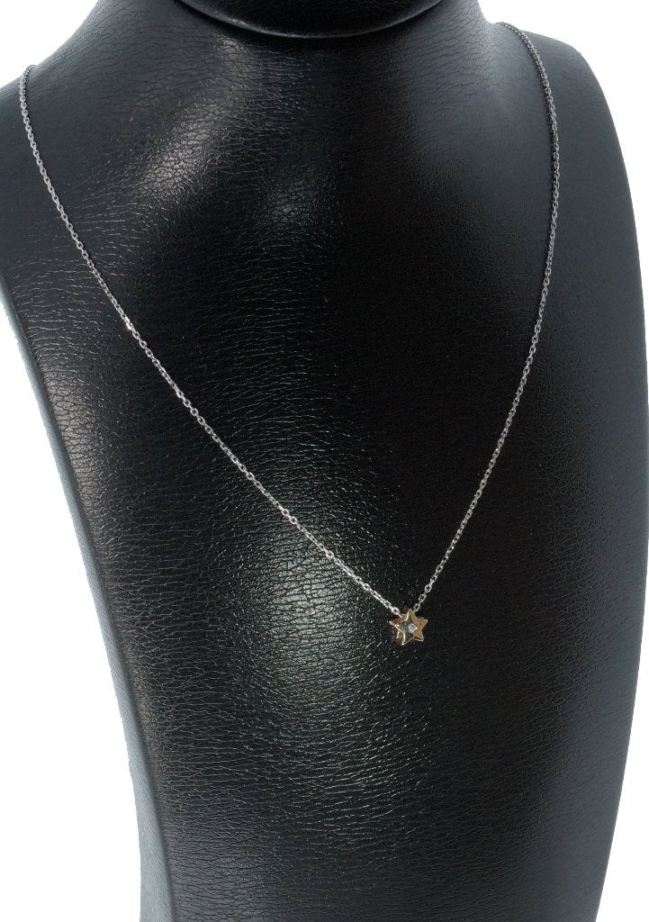 Nieuwe briljant 14k ketting en hanger goud ster zirkonia