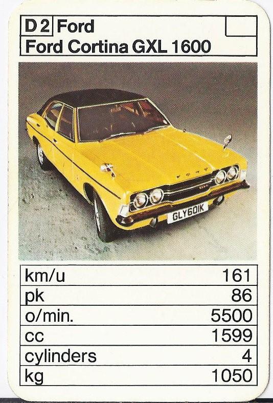 Kw2198 autokaartje ford cortina gxl 1600, Ophalen of Verzenden, Zo goed als nieuw, Auto's