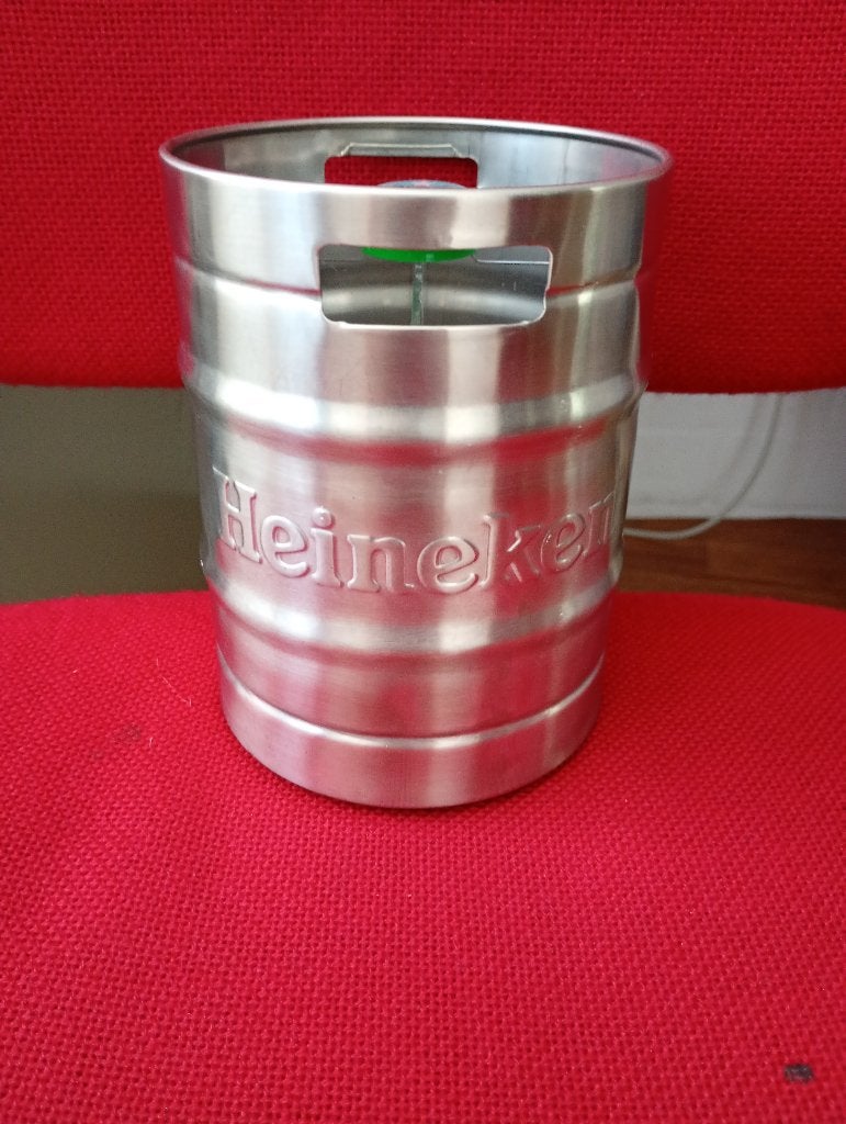 Bier fust miniatuur 1995, Ophalen, Flessenkoeler, Zilver, Zo goed als nieuw