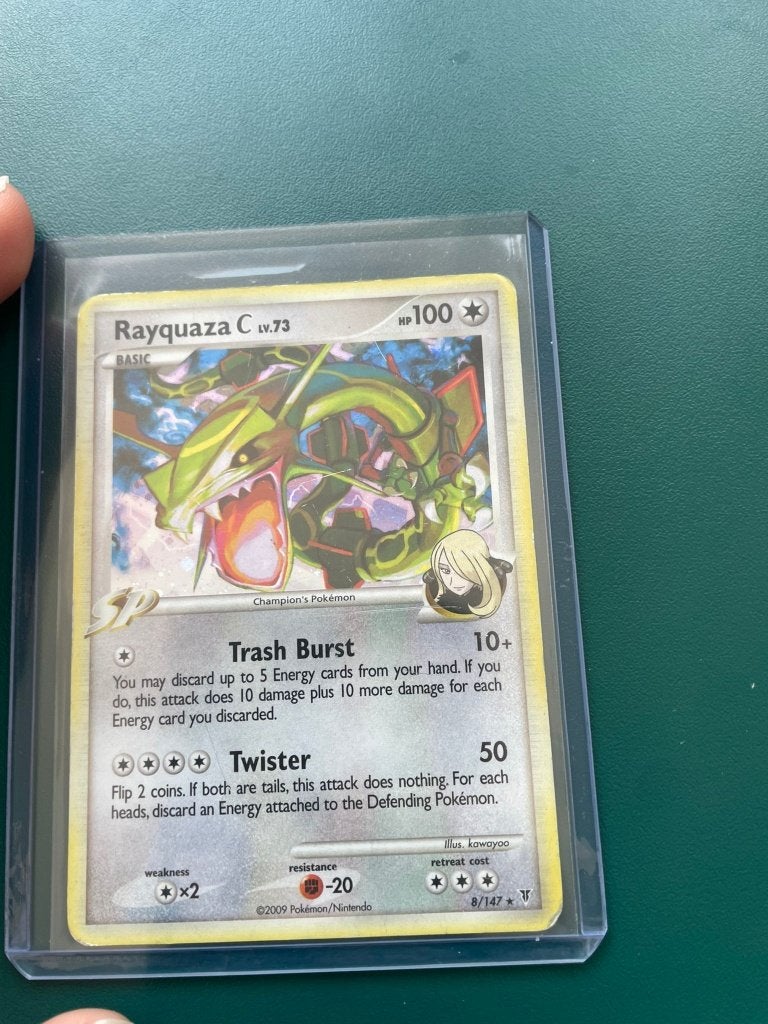 pokemon rayquaza lvl C, Ophalen of Verzenden, Gebruikt, Losse kaart, Foil