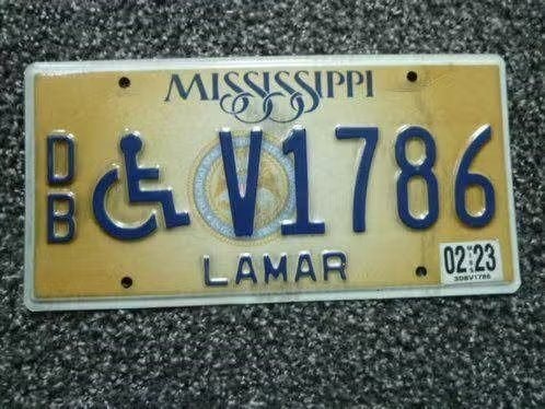 Kentekenplaat licenseplate Mississippi Lamar Handicap USA, Verzenden, Gebruikt, Auto's