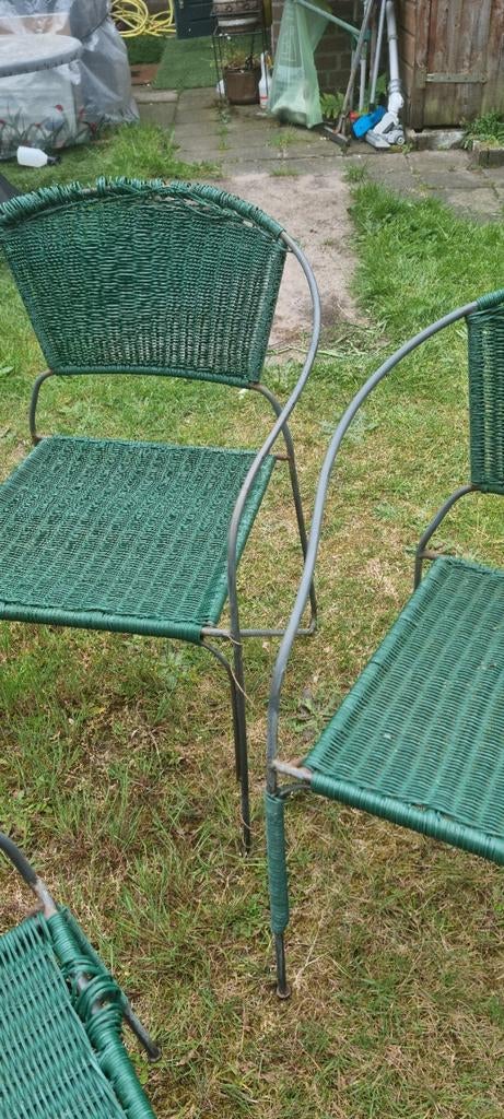 4 ijzer tuinstoelen, Ophalen of Verzenden, Gebruikt, Kunststof