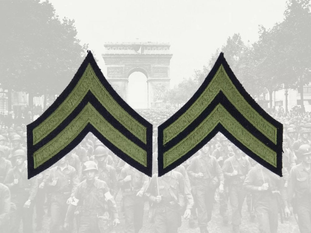 Embleem,Patch,Set,Rang,US,Army,WWII,Korporaal, Verzenden, Landmacht, Amerika, Embleem of Badge