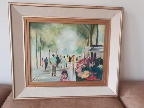 Schilderij park stadsgezicht ws Parijs Hans Ripa, Antiek en Kunst, Ophalen