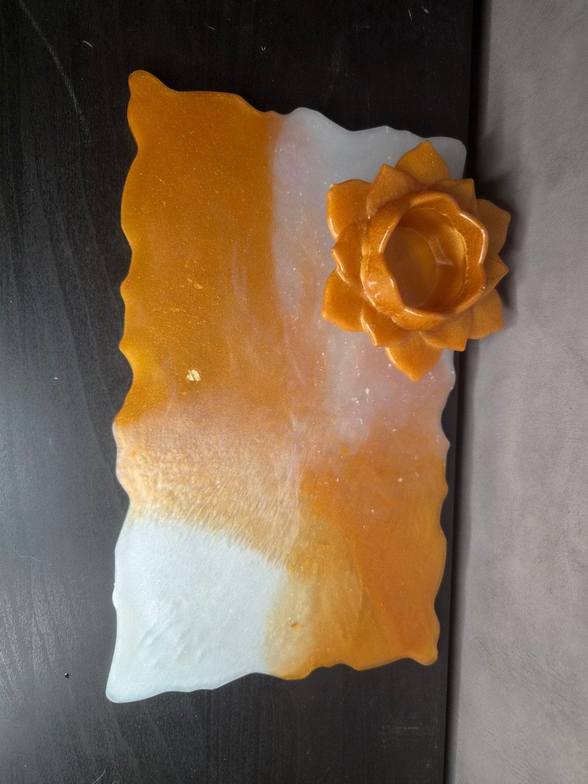 Epoxy setje - Dienblad met theelichthouder, Ophalen of Verzenden, Nieuw, Meerkleurig, Kunststof