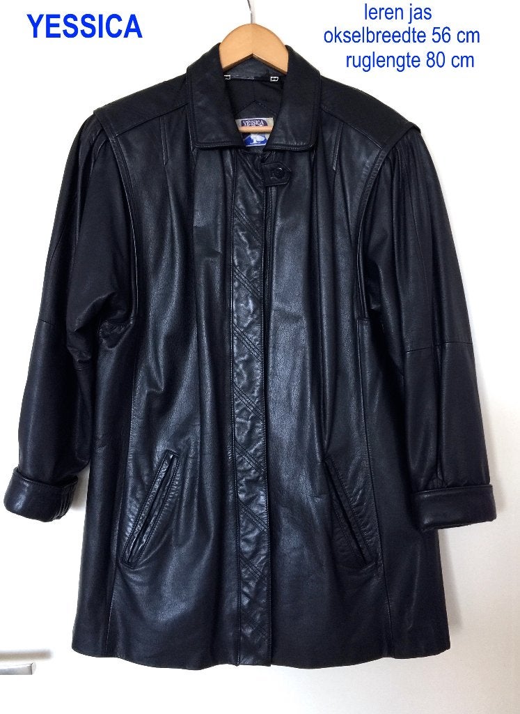 Halflange Vintage Leren Jas • Gothic / Matrix Look • M/L, Ophalen, Maat 42/44 (L), Gedragen, Yessica