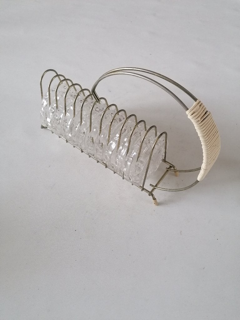 vintage rekje met kristal onderzetters, Antiek en Kunst, Ophalen of Verzenden