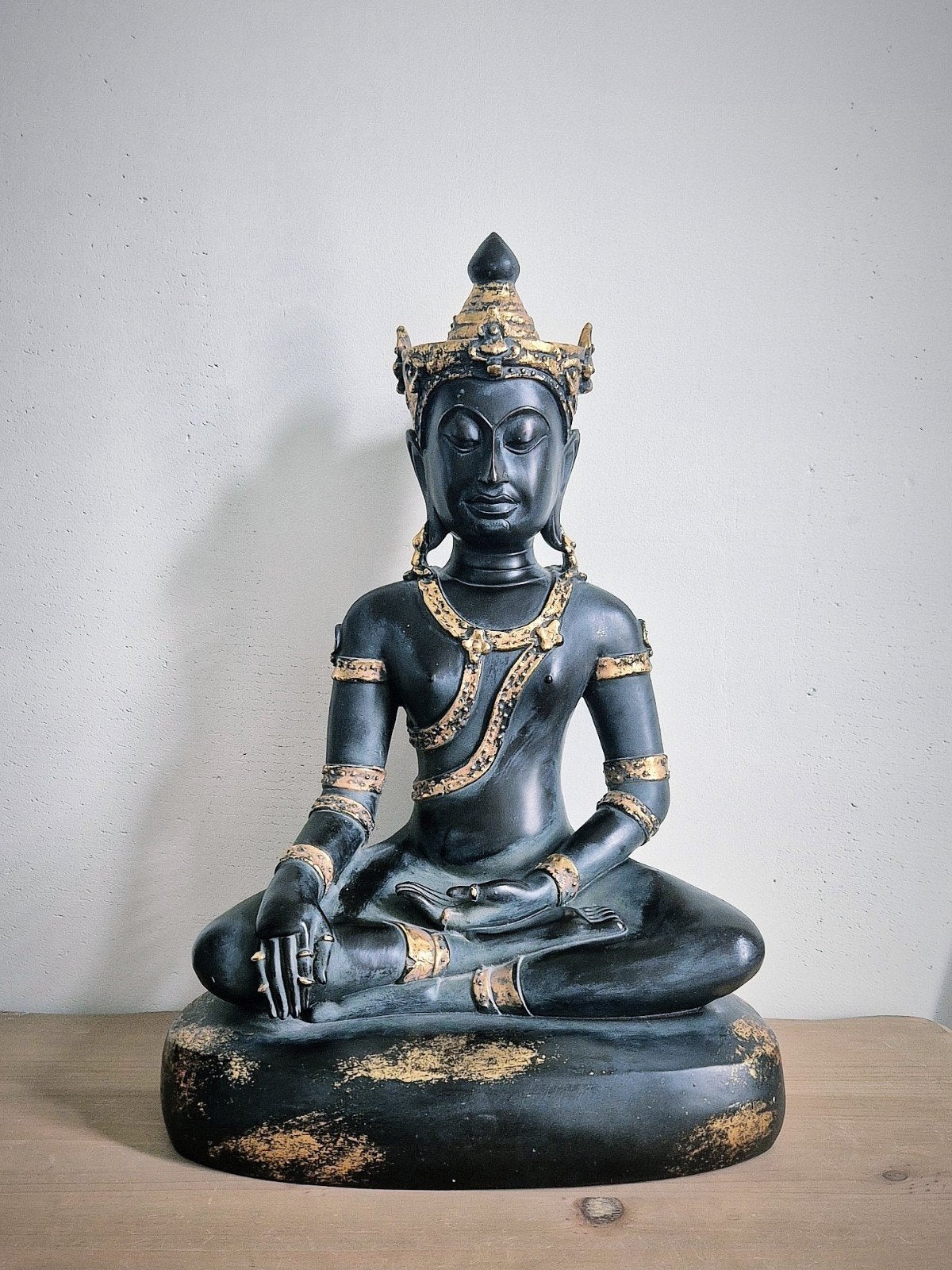 Boeddhabeeld Thais Zwart Goud - 40 cm, Ophalen of Verzenden, Nieuw