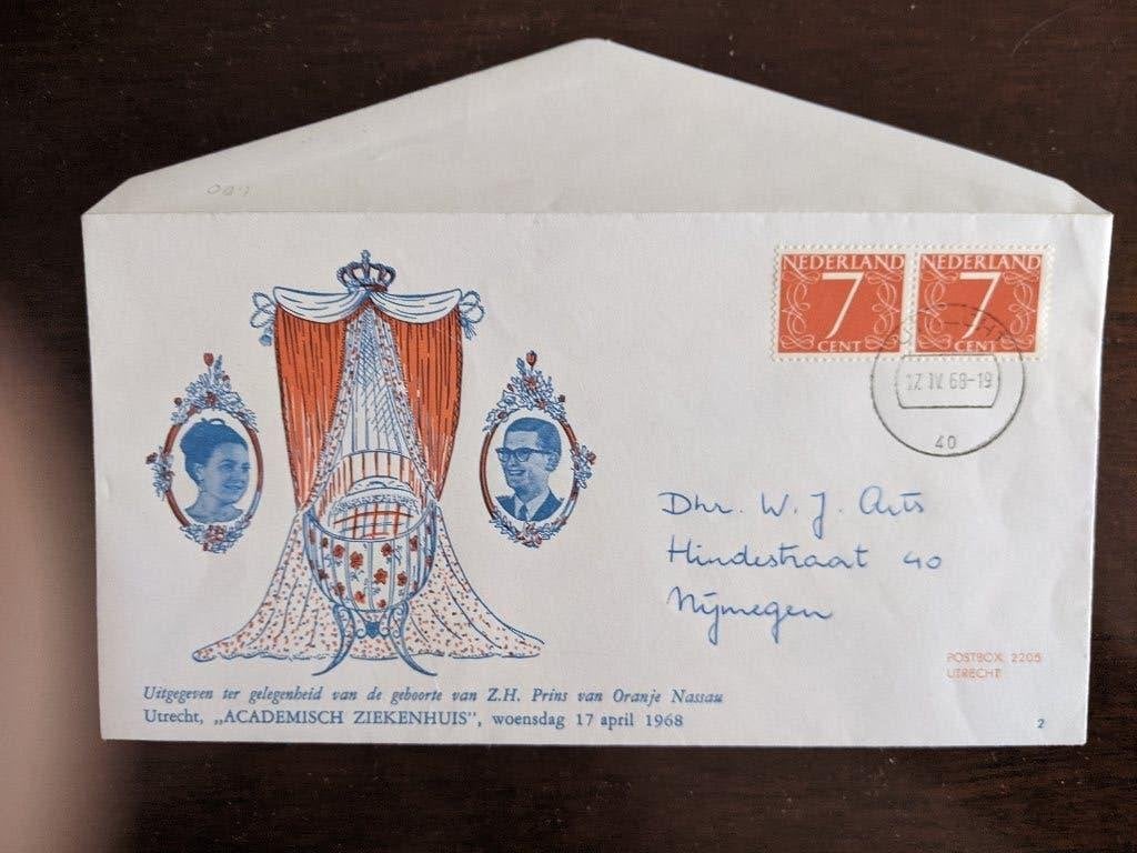 NL 1968; Envelop GEBOORTE PRINS MAURITS LEES, Verzenden, Gebruikt, Nederland, Overige typen