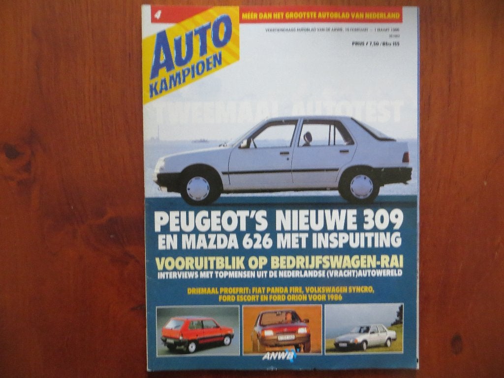 Autokampioen 4 1986 Peugeot 309, Mazda 626 GT, Fiat Panda, Boeken, Ophalen of Verzenden, Zo goed als nieuw, Peugeot