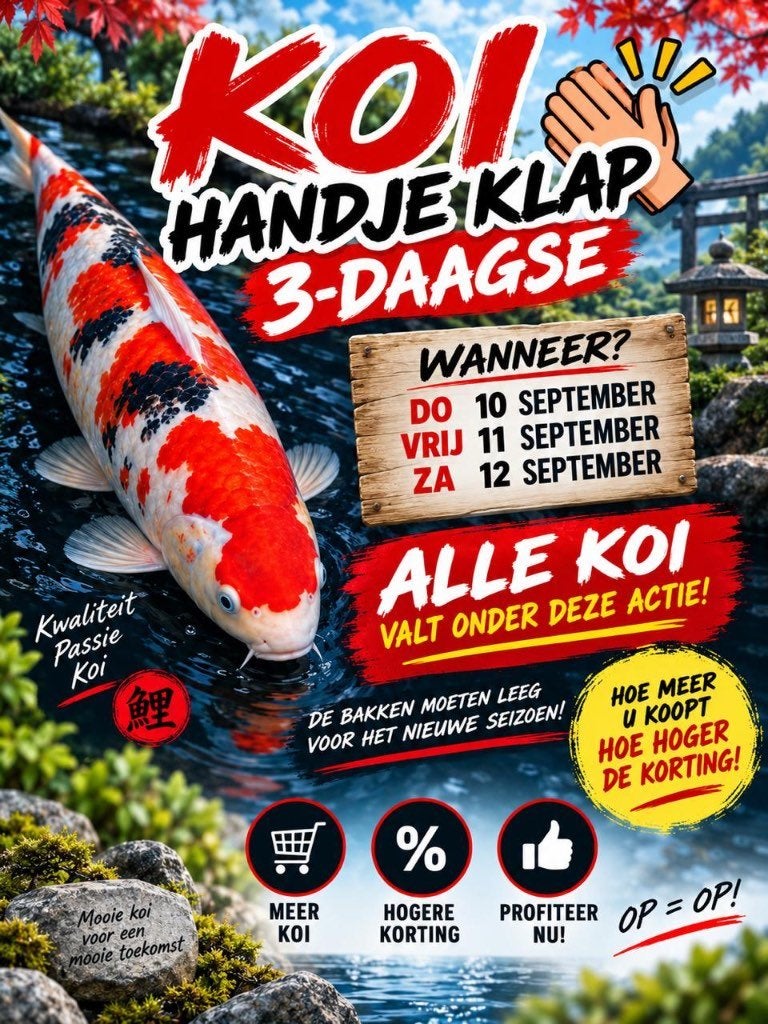 Donderdag, vrijdag en zaterdag - Koi handjeklap 3-daagse! K, Karper of Koi