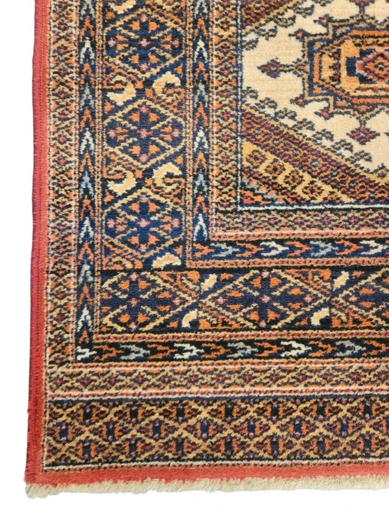 Vintage Perzisch wol Samarkand vloerkleed rood 71x136cm, Gebruikt, 100 tot 150 cm, Oosters, Vintage, Klassiek, Onbekend