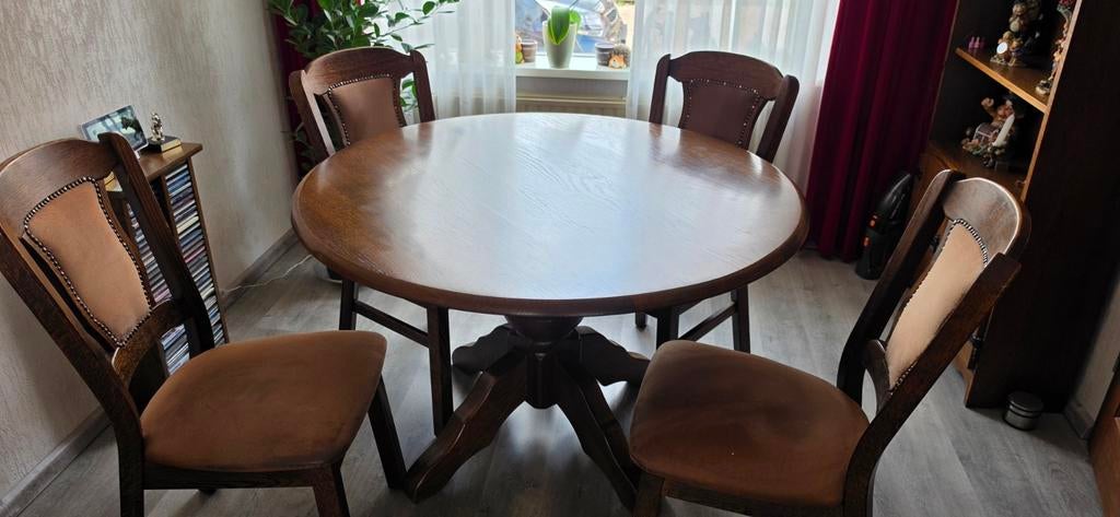 Gratis op tehalen vanaf 1 juli, Huis en Inrichting, Tafels | Eettafels, Klassiek, Robuust, Rond, Ophalen of Verzenden, Zo goed als nieuw