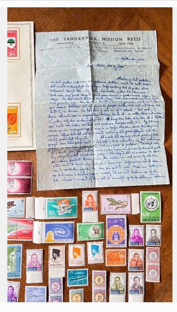 Indonesië brief 1954, Postzegels, kaart 1965, 42 postzegels, Ophalen of Verzenden