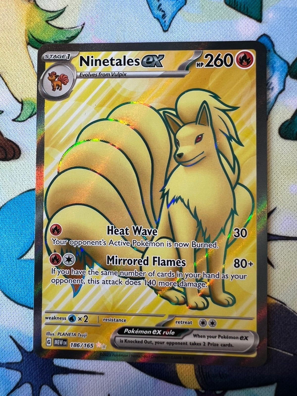 Ninetales ex 186 Pokemon 151, Verzenden, Zo goed als nieuw, Losse kaart, Foil